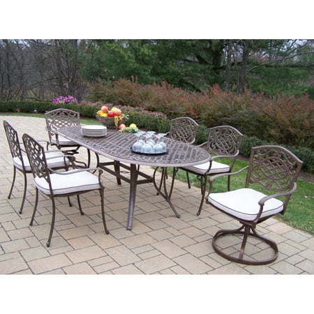 Oakland Living Mississippi Cast Aluminum 82 X 42 In Oval Patio Oakland Living Mississippi Cast Aluminum 82 X 42 In Oval Patio Dining Set With Swivel