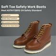 thumbnail image 4 of Hardlong Men's 6" Leather Work Boots – Soft Toe, Slip-Resistant, Wide Fit, Breathable, Durable – Size 13, 4 of 10