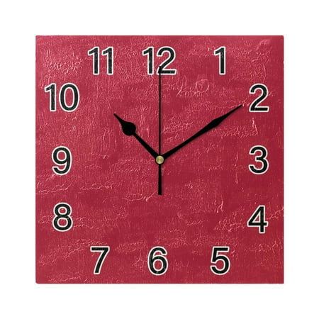 Ryvnso Rose Red Solid Wall Clock Square Silent Non-Ticking Battery Operated 7.78