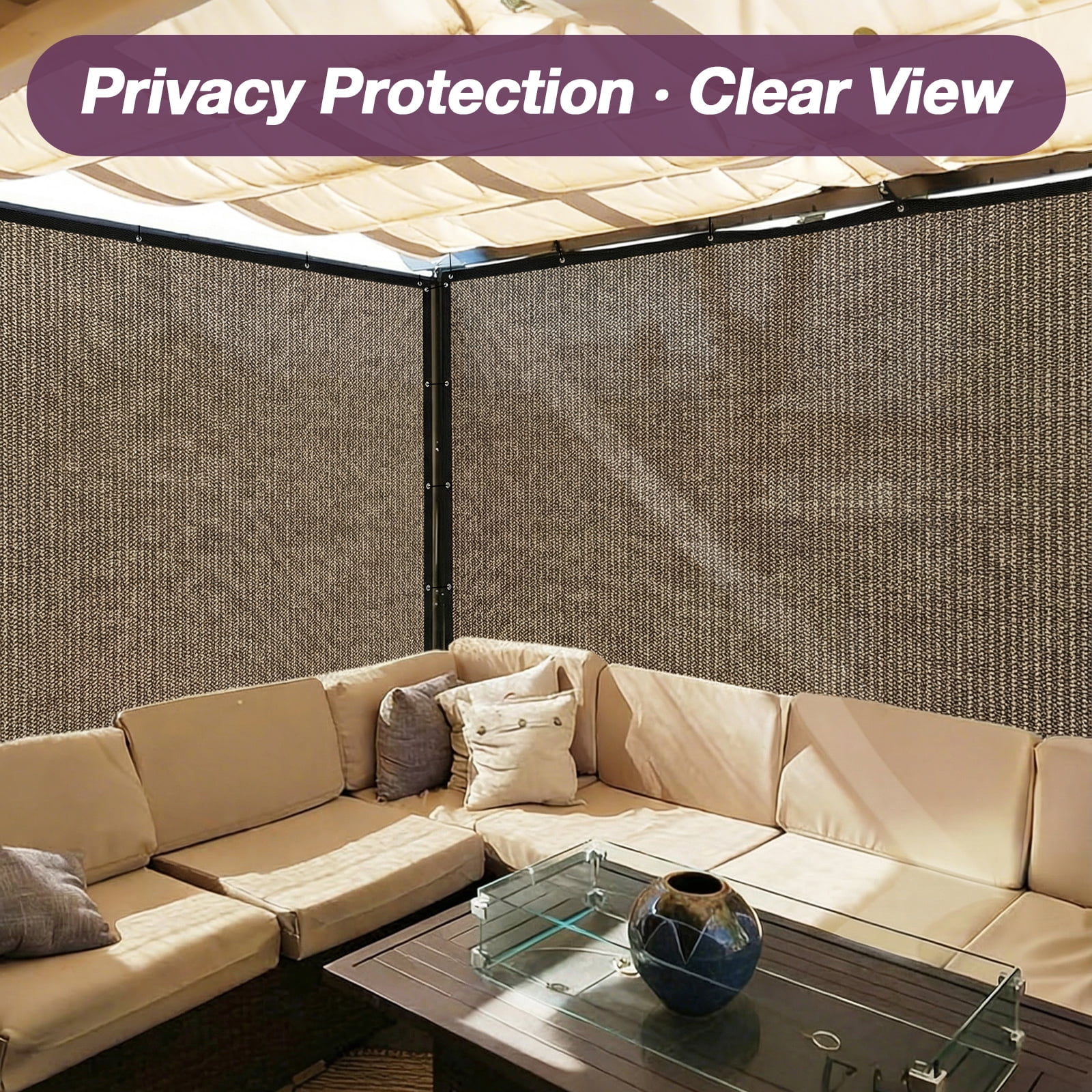 Jane Stone 90% Shade Fabric Sun Shade Cloth with Grommets,3'X6' Pergola Replacement Shade Cover Canopy for Garden Outdoor Patio,Mocha (We Make Custom Size)