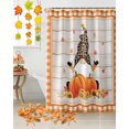 thumbnail image 2 of Fall Shower Curtain Pumpkin Gnome Bathroom Curtains with Hooks, Waterproof Fabric Orange Maple Leaves Plaid Wood Thanksgiving Bath Shower Curtains Set for Bathroom Bathtubs Decor 72x84 Inch, 2 of 7