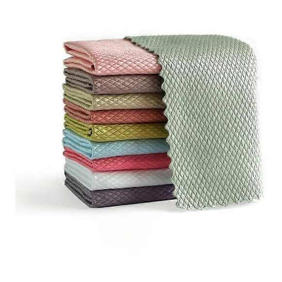 Magic Cloth, Lot de 10 Chiffons de Nettoyage Multifonctions en Microfibre pour Cuisine Voiture Salle de Bain Maison Bureau Multicolore 30x40CM