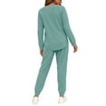 thumbnail image 4 of MOSHU Casual Pajamas Sets for Women Button Down Shirts and Drawstring Pants with Pockets Two Piece Womens Lounge Sets, 4 of 9