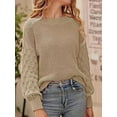 thumbnail image 3 of FAROOT Women Cute Sweaters Solid Color Lantern Long Sleeve Pullover Basic Tops Knitwear, 3 of 7
