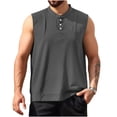thumbnail image 2 of Yertdoel Men's Tank Tops Solid Color Sleeveless Button Up V Neck T-shirts with Pockets Loose Soft Breathable Outdoor Running Summer Casual Tank Top, 2 of 5