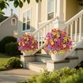 thumbnail image 4 of Artificial Topiary Ball Flowers For Outdoors Planters, Spring Decoration with Spike, UV Resistant Faux Summer Plants, Fake Bushes Indoor Decor, Mix 4 Colors for Garden, Porch & Patio(MC, 1PC), 4 of 11