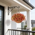 thumbnail image 3 of Colorful Artificial Flower Hanging Basket with Iron Frame & Coconut Palm Liner, Pastoral Style Decorative Fake Flower Basket for Patio, Balcony & Outdoor Decor, 3 of 6