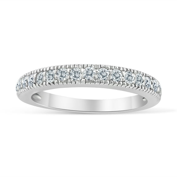 1/5ctw Vintage Diamond Wedding Band in 10K White Gold