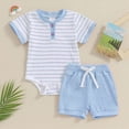 thumbnail image 2 of CAUYDY Preemie Boy Clothing Infant Boys Short Sleeved Romper Set Baby Fall Winter Bodysuit Newborn Picture Outfit 0 3 6 9 12 18 24 Months Sizes 3-6 Months,Sky Blue, 2 of 8