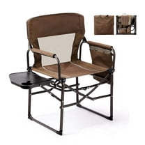 1 PCS Camping Chairs, Directors Chair, Camping Chair with Side Table & Carry Bag，Heavy Duty Camping Chairs for Adults, Portable Folding Camping Chair, Pocket for Beach, Fishing,Trip,Picnic,Borwn