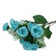 thumbnail image 1 of Ramo Farfi de 5 ramas y 15 cabezas de rosas artificiales para decoración de bodas y hogar, flores de seda sintética (azul), 1 of 8