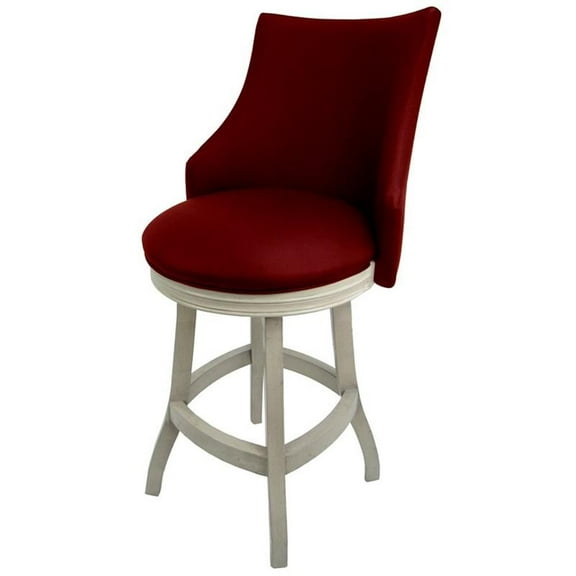 Tobias Designs 26" Swivel Wood Counter Stool in Red/ Antique White