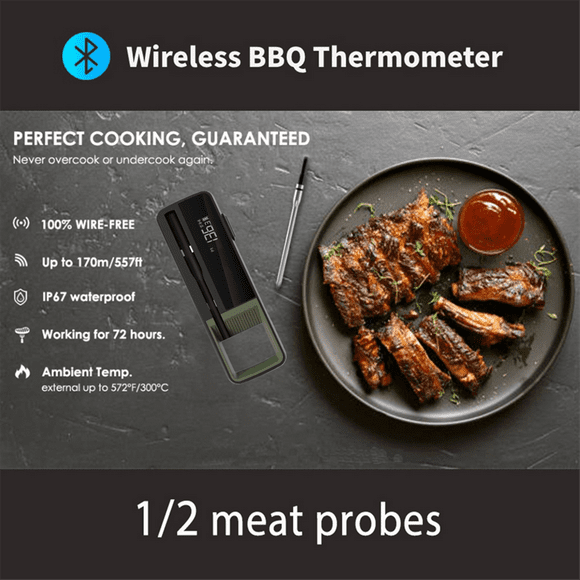 Wireless Food Meat Thermometer Smart Digital Bluetooth BBQ Thermometer for Kitchen Cooking Oven Grill with 1 Probes