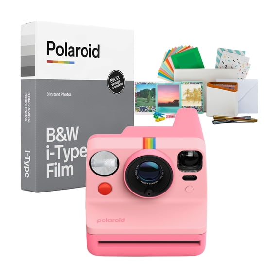 Polaroid Now Generation 3 Instant Camera (Pink) Bundle with Black and White Film and Accessories (3 Items)