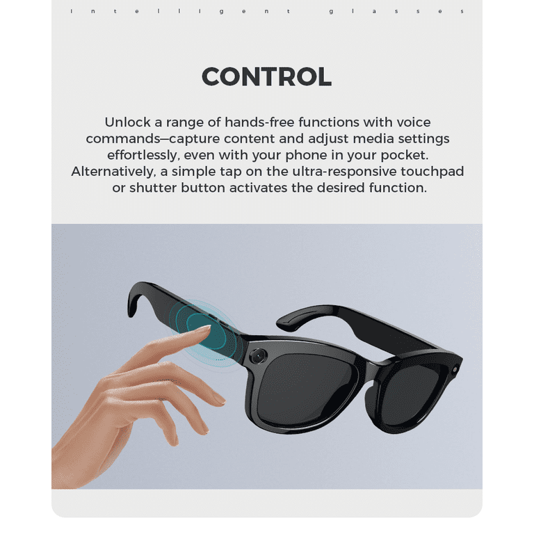 AI Smart Glasses with Camera 500W HD Bluetooth Camera Glasses