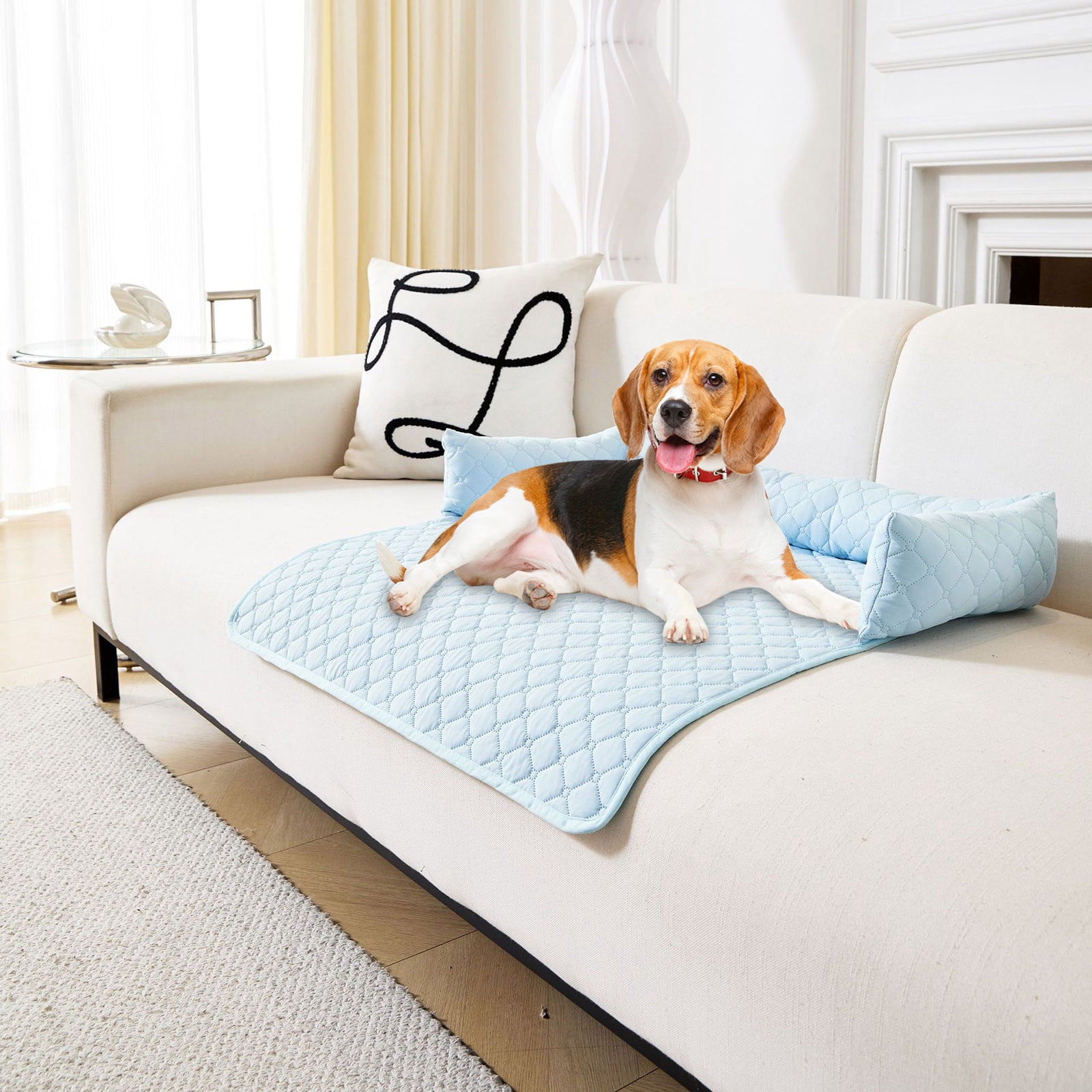 Dog Cooling Mat - No-Tech Self Cooling Pet Bed - Waterproof Dog Pad for Car Travel, Home, Apartment & Backyard - Comfortable Cooling Solution for Hot Weather (27.5" Square)