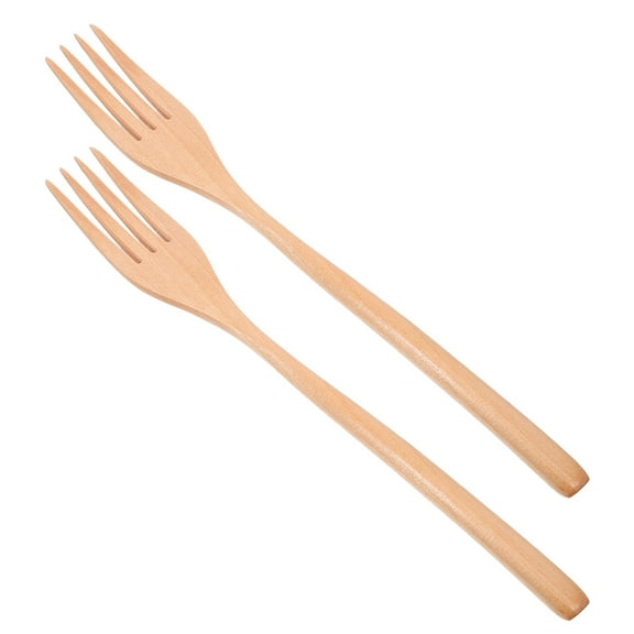 Masteelf 2pcs Long Wood Forks Wooden Salad Mixing Forks Wooden Dinner Forks for Stirring Serving Salad Dishes Supplies