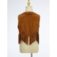 thumbnail image 4 of LiiYii Girls Suede Cowgirl Vest Kids Sleeveless Western Cowboy Open Front Waistcoat Tops Cowgirl Outfit Brown 14, 4 of 7