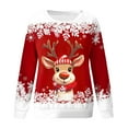 thumbnail image 4 of Fiaer Christmas Women Sweatshirts Snowflake Deer Cute Graphic Pullover Crew Neck Plus Size Long Sleeve Baggy Tops Red XL, 4 of 4