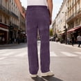 thumbnail image 5 of Lmnyox Men's Velvet Pants Wide Leg Loose Plain Drawstring Trousers Casual Business Work Pants with Pockets, 5 of 9