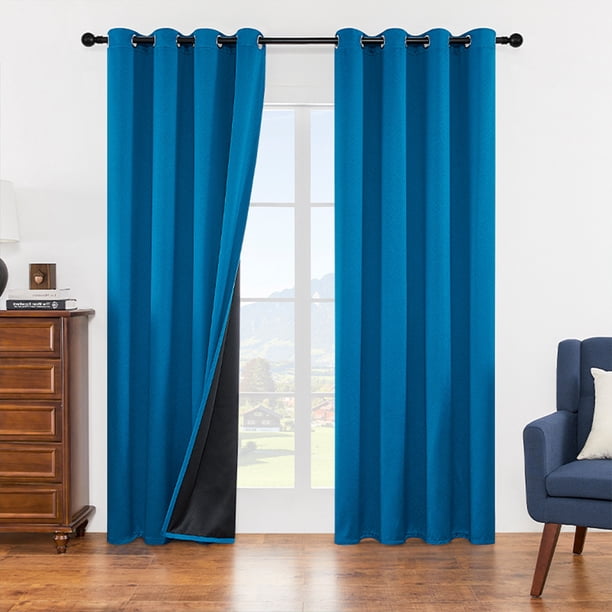 Nvzi Cortinas opacas totales azul oscuro - 2 piezas, 42 x 63 pulgadas, cortinas opacas y aislantes térmicas, reducción de ruido y ahorro de energía, adecuadas para cine en casa con bloqueo UV.