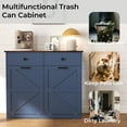thumbnail image 4 of GZXS 39.3"W Tilt Out Trash Cabinet, Farmhouse Freestanding Kitchen Recycling Bin Cabinet with 2 Tilt-Out Compartments & 2 Drawers for Kitchen, Laundry Room, Dining/Living Room (Antique Blue), 4 of 10