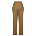 thumbnail image 5 of HAOTAGS Linen Pants for Women, High Waist Casual Stright Leg Loose Yoga Pants Comfy Solid Color Slacks Brown M, 5 of 7