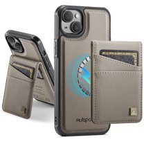 Decase Premium Magnetic Flip Detachable Wallet Case for iPhone 14,Shock-Absorbent PU Leather   TPU Back Cover with Credit Card Slots, Anti-Scratch,Fit Mag-Safe Car Mount,Gray