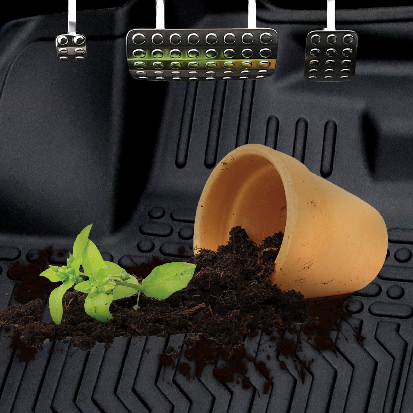 Rubber Car Floor Set - 3-Piece All-Weather Protection-TPE Rubber Car Floor Mats