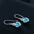 thumbnail image 4 of Gem Stone King 14K White Gold Swiss Blue Topaz French Wire Dangle Hook Earrings for Women (2.20 Cttw, Gemstone November Birthstone, Heart 6MM, Round 3MM), 4 of 4