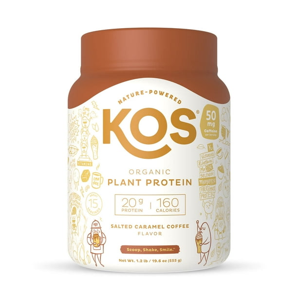 KOS Vegan Protein Powder, Salted Caramel Coffee Protein Powder,15