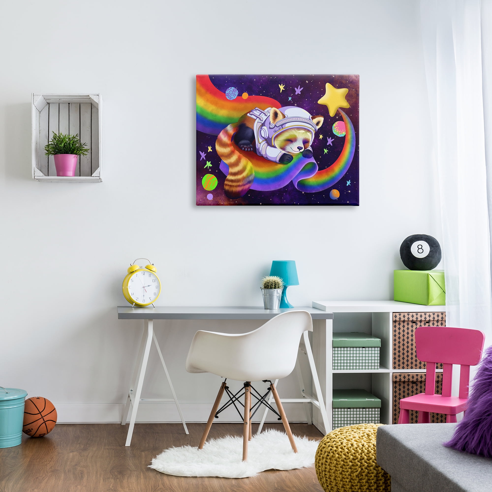 Stupell Industries Red Panda Rainbow Animals & Insects Painting Gallery Wrapped Canvas Art Print Wall Art, 40 x 30
