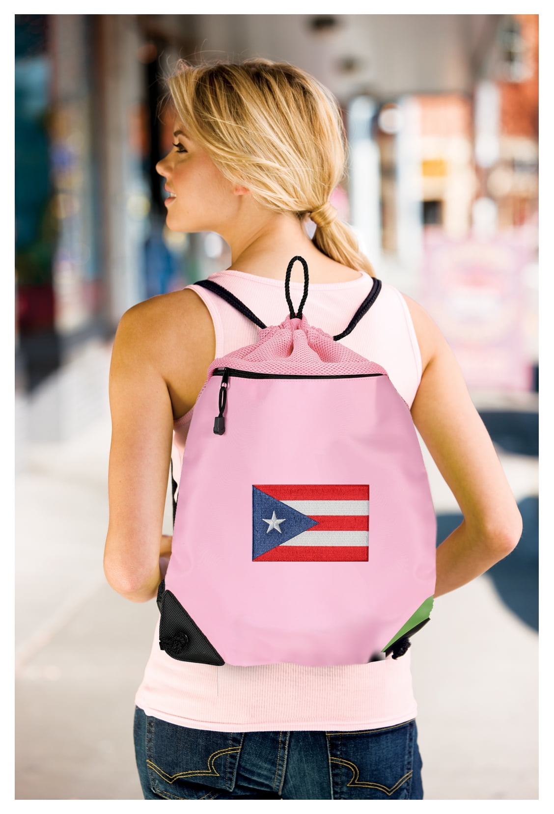 Broad Bay Cute Puerto Rico Flag Cinch Pack Backpack for Girls Women