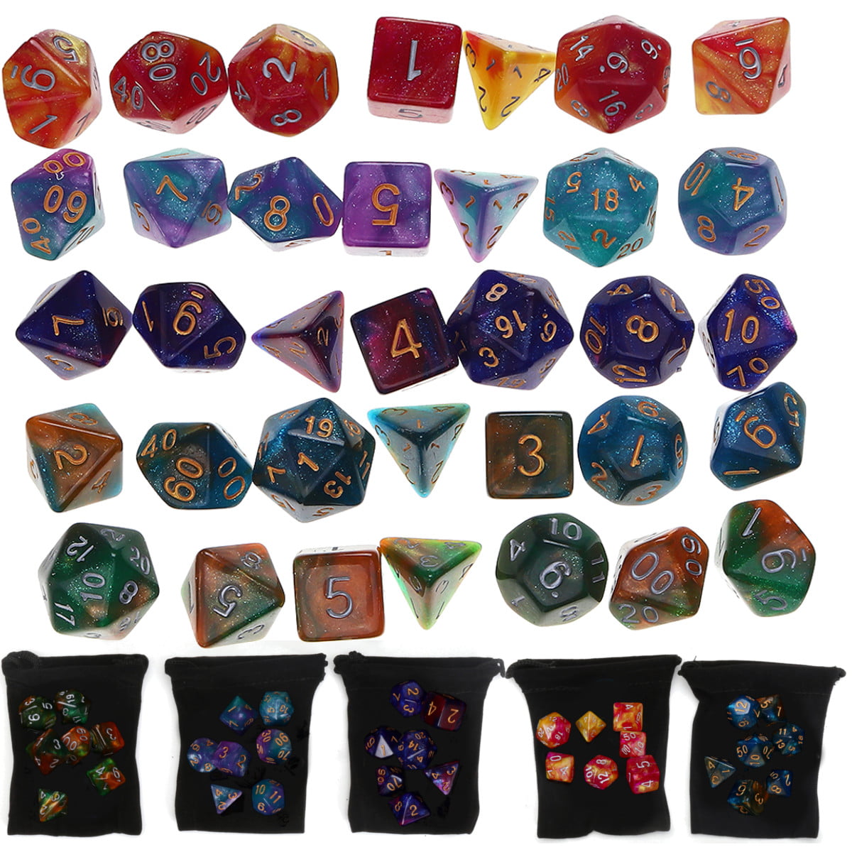 Bag for DND RPG MTG Role Playing Board Game 42pcs/Set Acrylic Polyhedral Dice 