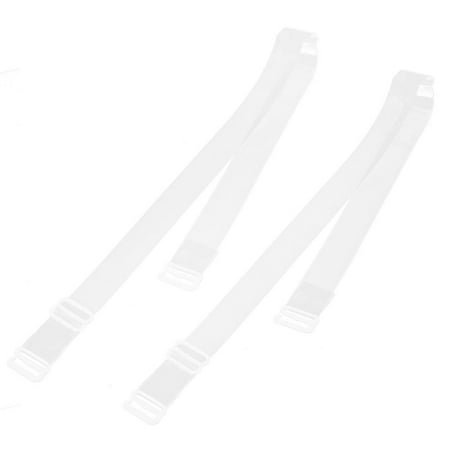 Ladies Adjustable Detachable 1.8cm Wide Invisible Bra Shoulder Straps Clear Pair