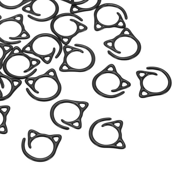 Uxcell Cat Crochet Stitch Markers, 24 Pack Stitch Marker for Knitting Crocheting Supplies Cute Metal Spiral Knit Clip Ring Counters for Crochet Yarn DIY Crafts, Black