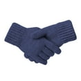 thumbnail image 3 of Blue Gloves Mittens Winter Mens Warm and Thick Cold Proof Solid Color Screen Gloves, 3 of 4