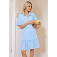 thumbnail image 5 of Women'S Summer Button Down Shirt Dress Casual Ruffle Sleeve Shift Mini Dresses with Pockets Light Blue L, 5 of 6