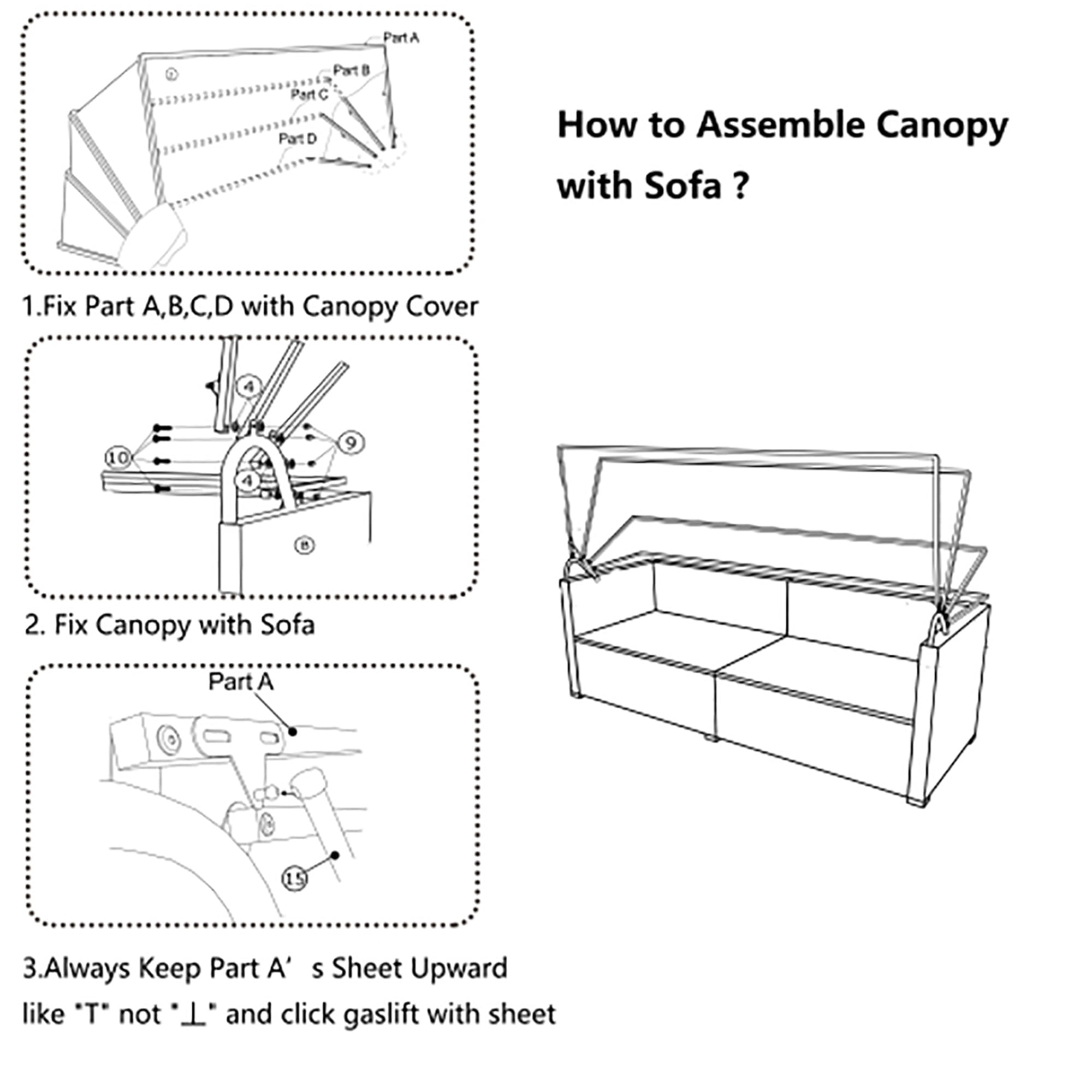Kadyn 5 Pieces Outdoor Sectional Patio Rattan Sofa Set Rattan Daybed , PE Wicker Conversation Furniture Set w/ Canopy and Tempered Glass Side Table, Gray Kadyn 5 Pieces Outdoor Sectional Patio Rattan Sofa Set Rattan Daybed , PE Wicker Conversation Furniture Set w/ Canopy and Tempered Glass Side Table, Gray