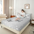 thumbnail image 4 of Castle Fairy Grey Floral Butterflies 4 Pieces Queen Sheet Sets for Kids Children Teens,Dreamy Princess Ultra Soft Flat Sheet,Crystal Bling Glitter Splash Queen Fitted Sheet,Luxury Bedroom Decor, 4 of 7