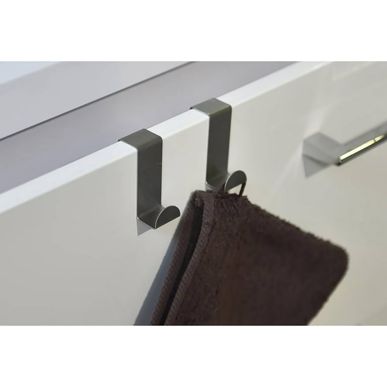 Stainless Steel Over the Cabinet Door Hooks, Space Saver Organizer for  Bathroom and Kitchen, Modern Design Towel and Accessory Hooks - 2 Pack  Silver