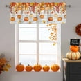 thumbnail image 6 of Thanksgiving Orange Pumpkin Valances for Windows, 54 x 18in, Autumn Orange Brown Maple Leaf Wood Rod Pocket Kitchen Valance Curtain Light Filtering Window Treatments for Living Room Bedroom, 1 Panel, 6 of 7