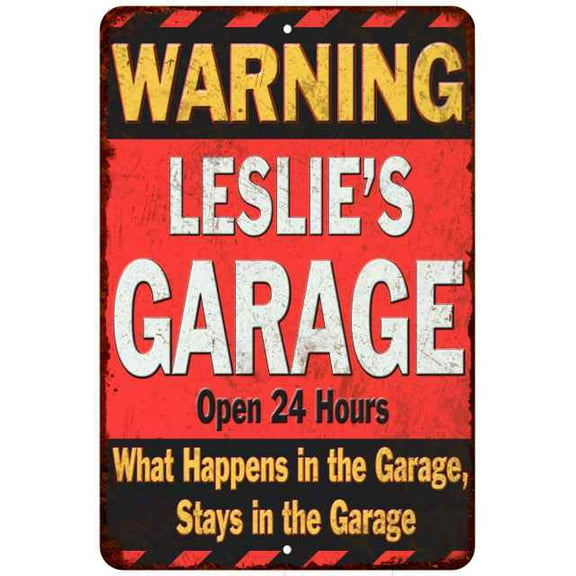 LESLIE'S Garage Warning Man Cave Wall Decor 8 x 12 High Gloss Metal 208120030211