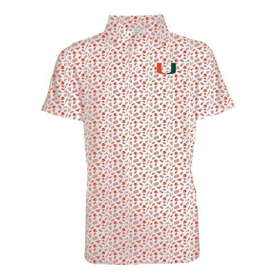 Youth Garb Orange Miami Hurricanes Tom Allover Print Performance Polo