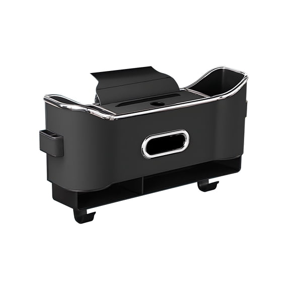 Black Car Seat Back Organizer With Cup Holder And Tissue Box Storage Pouch For Car Interior Accessories Phone Keys Sunglasses Water Bottle Easy Installation No Drill