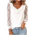 thumbnail image 3 of TaTaai Womens Solid Color Long Sleeve Ruched V Neck Pullover Casual Blouse Textured Detail Tunic Top for Daily Wear Gift, 3 of 5