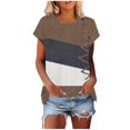 thumbnail image 1 of Camiseta de Manga Corta de las Mujeres de Cuello Redondo de Impresión Casual Top de las Señoras, Poliéster Ligero para el Hogar Diario Y Cómodo, 1 of 9