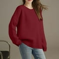 thumbnail image 4 of SuTry Womens Sweaters Long Sleeved Round Neck Knitted Sweater Pullover Solid Color Tops Fall Sweaters for Women(Wine,XL), 4 of 6