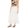 thumbnail image 2 of Women Solid Skirts Long Ruffle Layered Ladies Skirts for Summer, White, 2 of 7