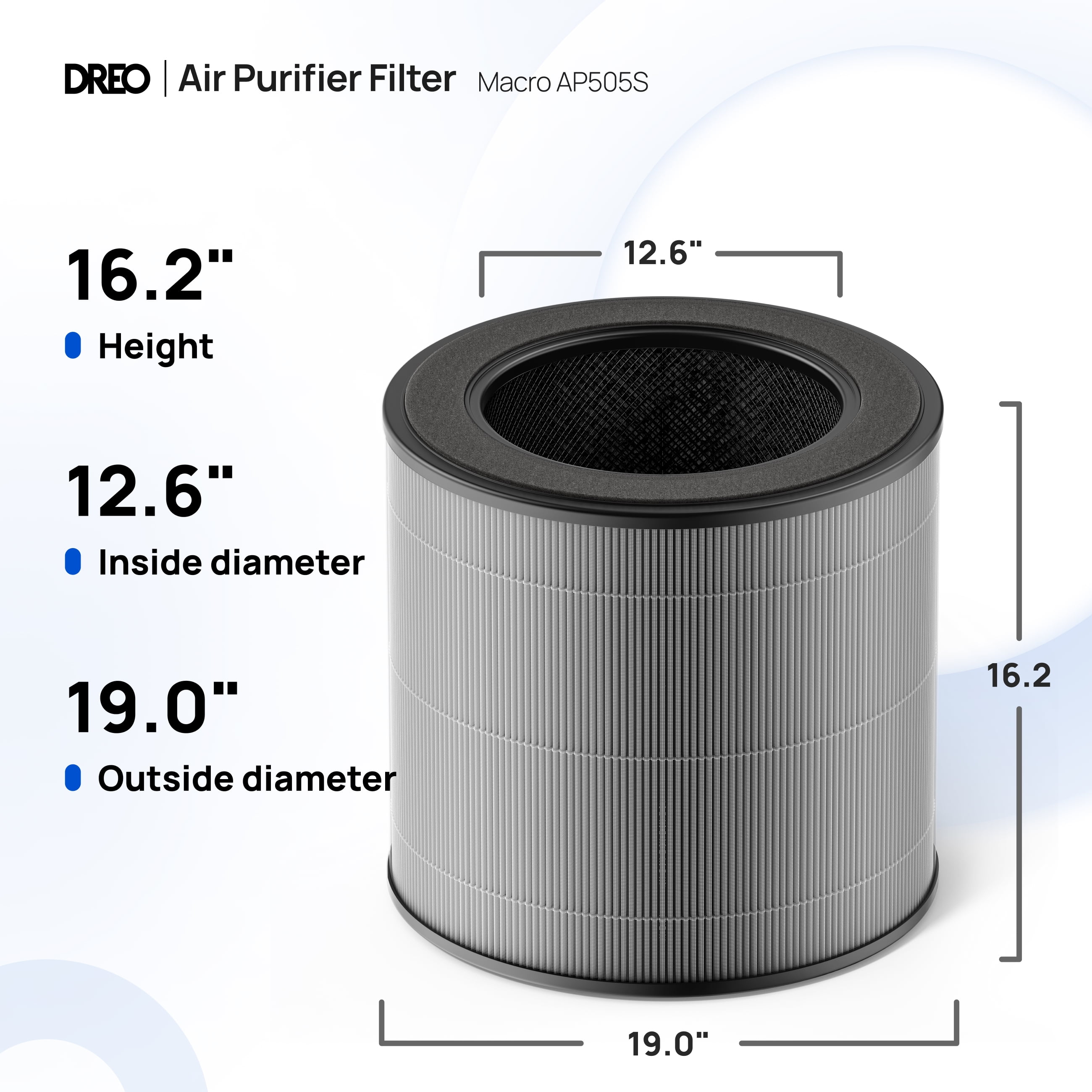 DREO Air Purifier Replacement Filter for DR-HAP005S Black, 1 pack